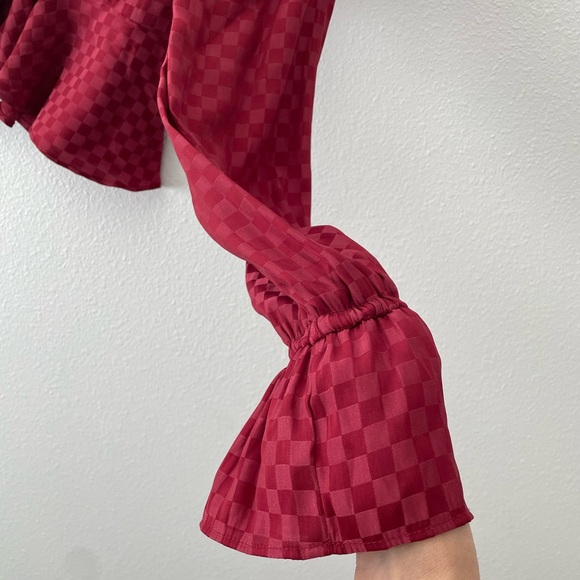 48• WAYF Long Sleeve Peplum Tie Front Blouse XS - Picture 7 of 10